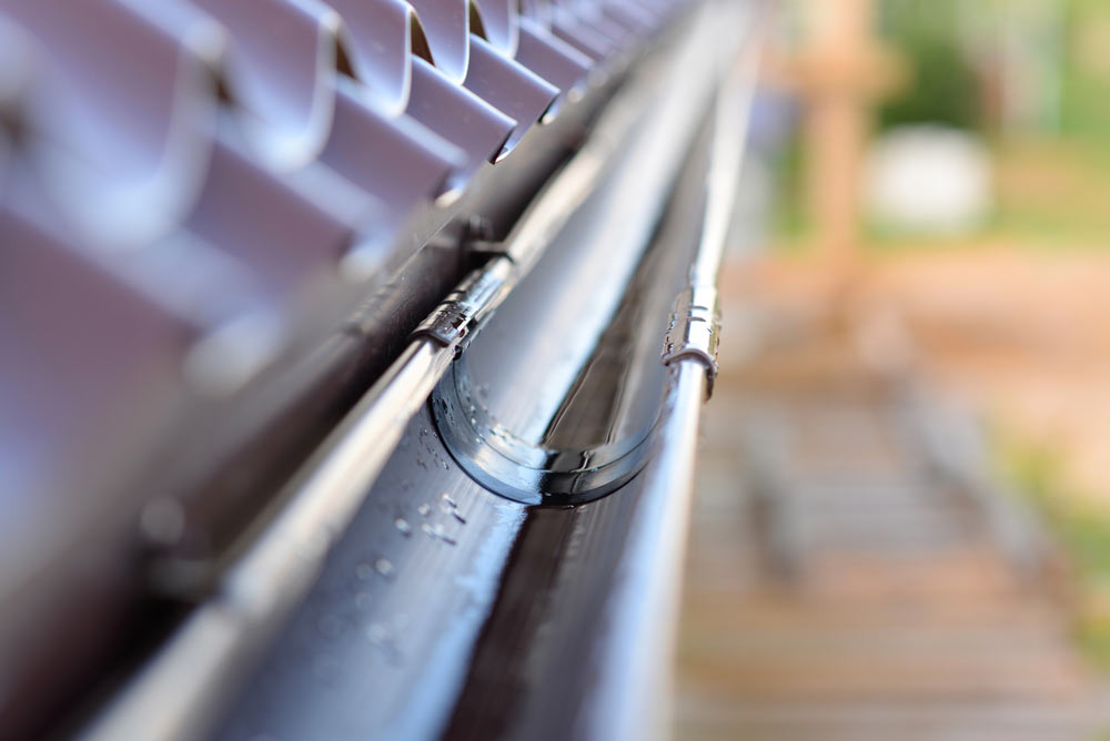 Gutter on a metal roof